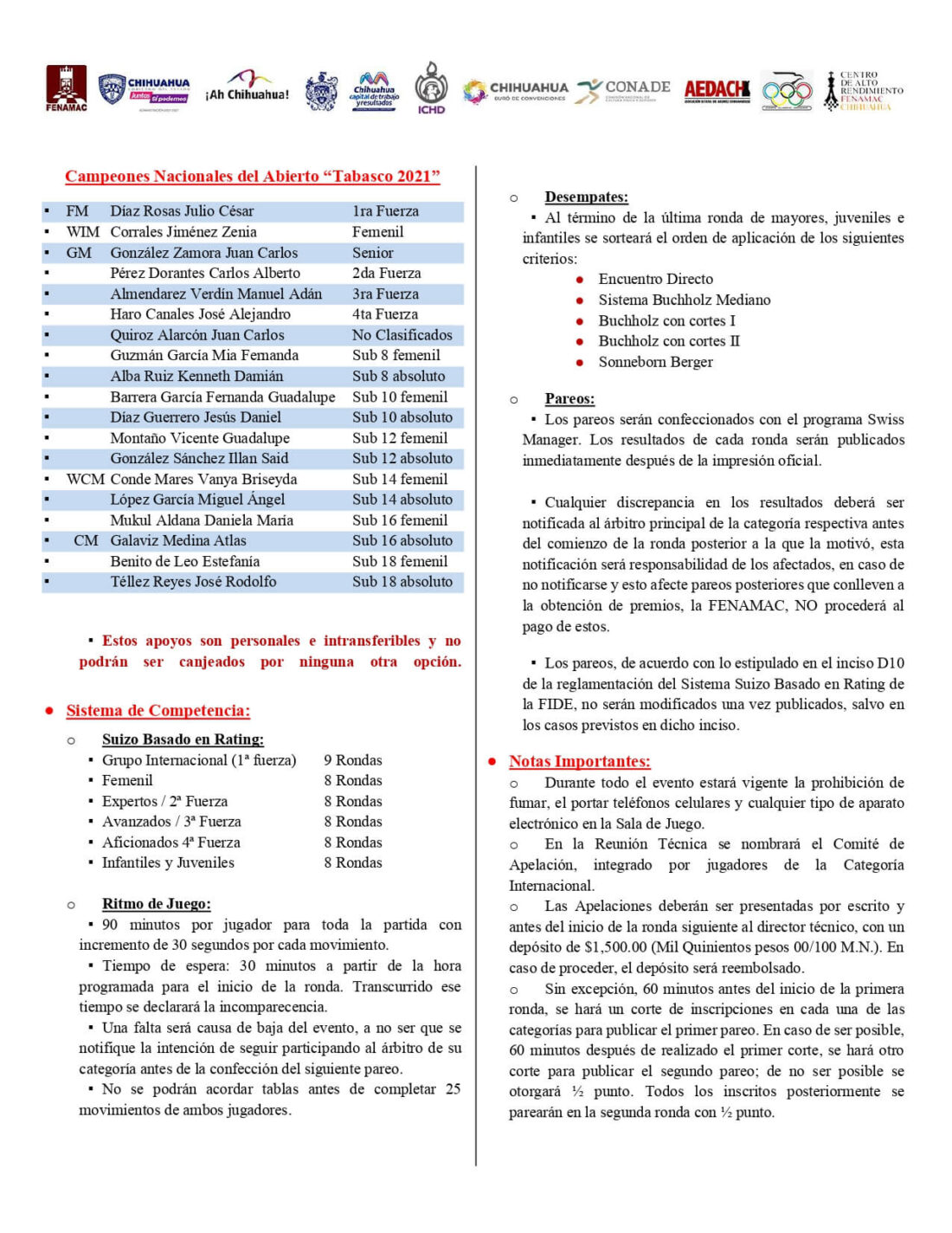 Convocatorio de  LXVII Campeonato Nacional e Internacional Abierto Mexicano De Ajedrez “Chihuahua 2022”