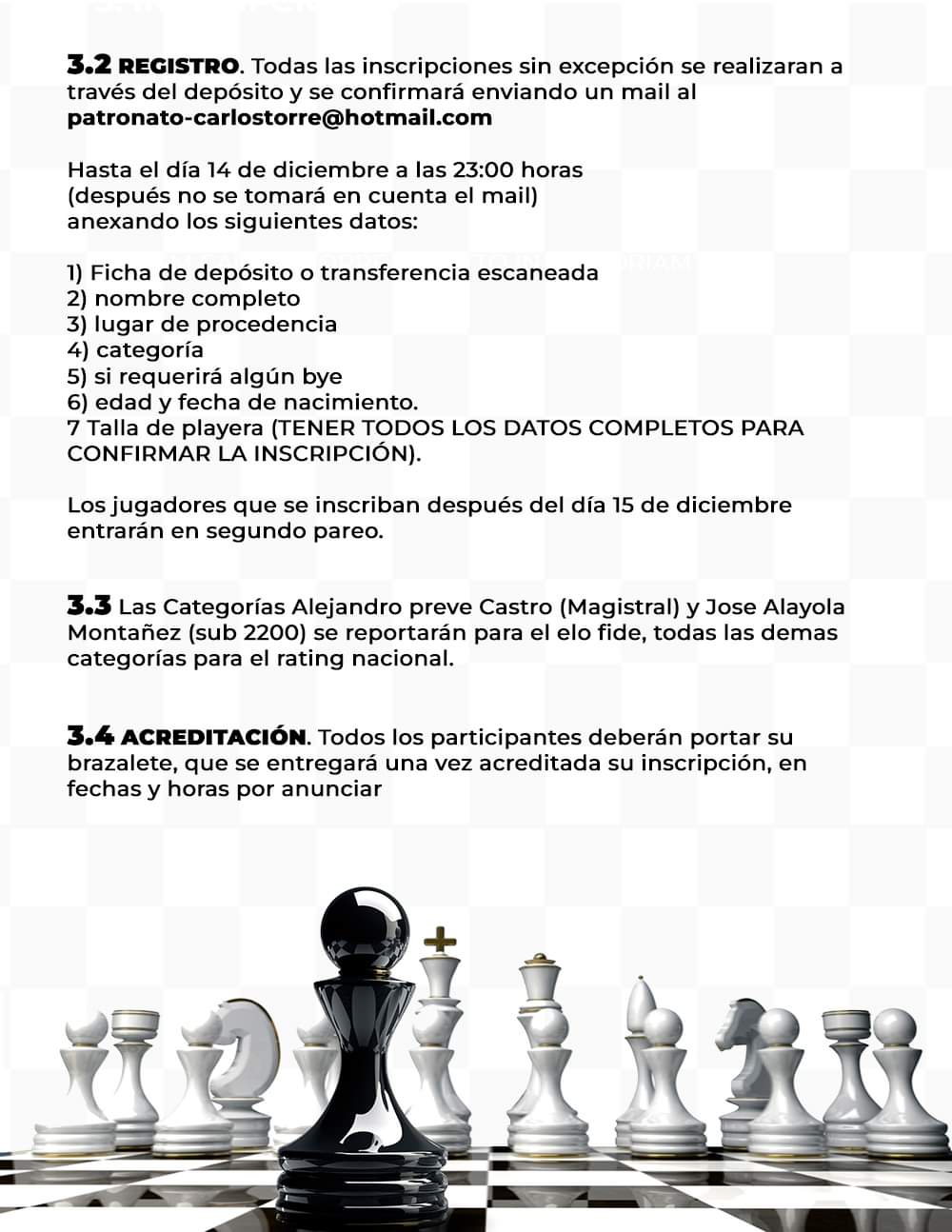 Convocatorio de  XXXII Torneo Internacional de Ajedrez “GM Carlos Torre Repetto In Memoriam” 2022