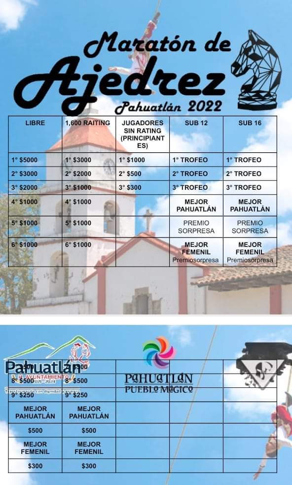 Convocatorio de  Maratón de Ajedrez Pahuatlán 2022