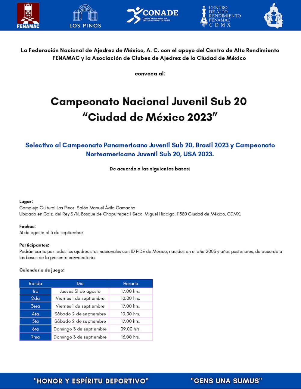 Convocatorio de  Campeonato Nacional Juvenil Sub 20 “Ciudad de México 2023”
