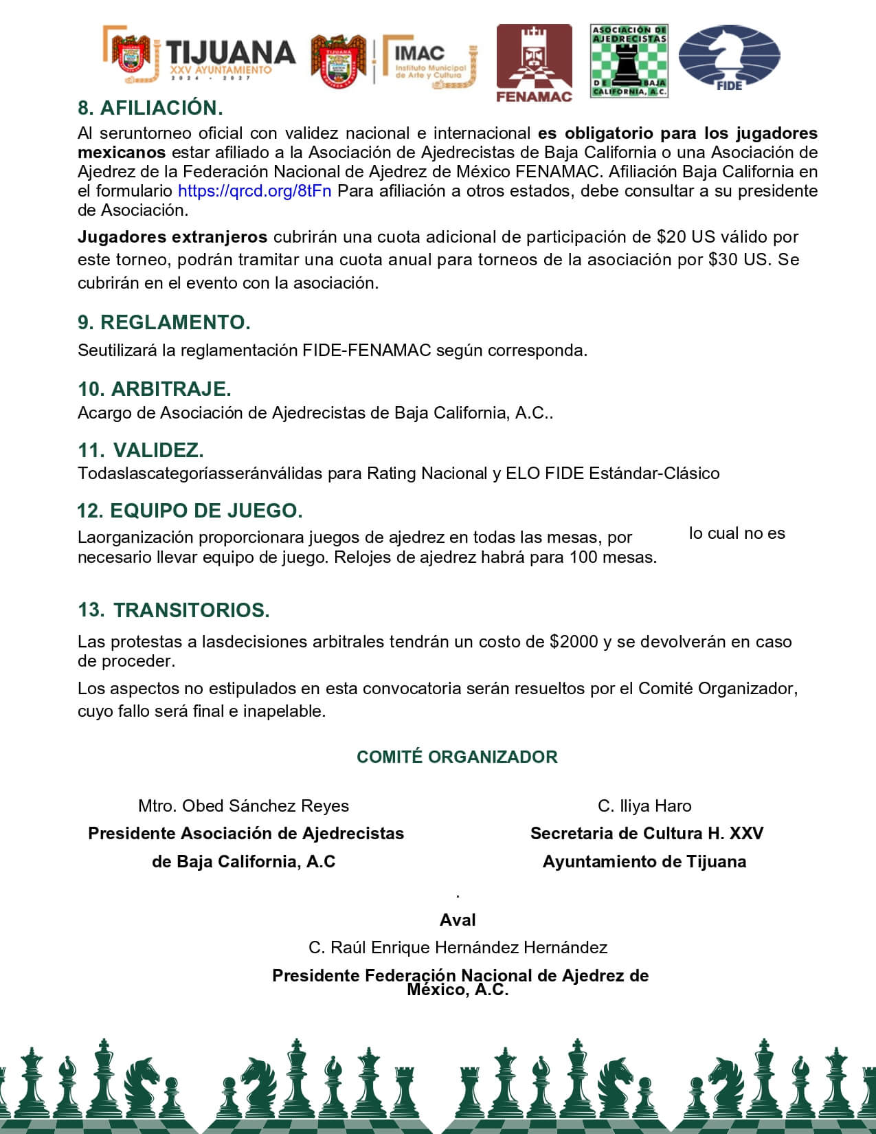 Convocatorio de  Campeonato Estatal Abierto de Ajedrez “Tijuana 2025”