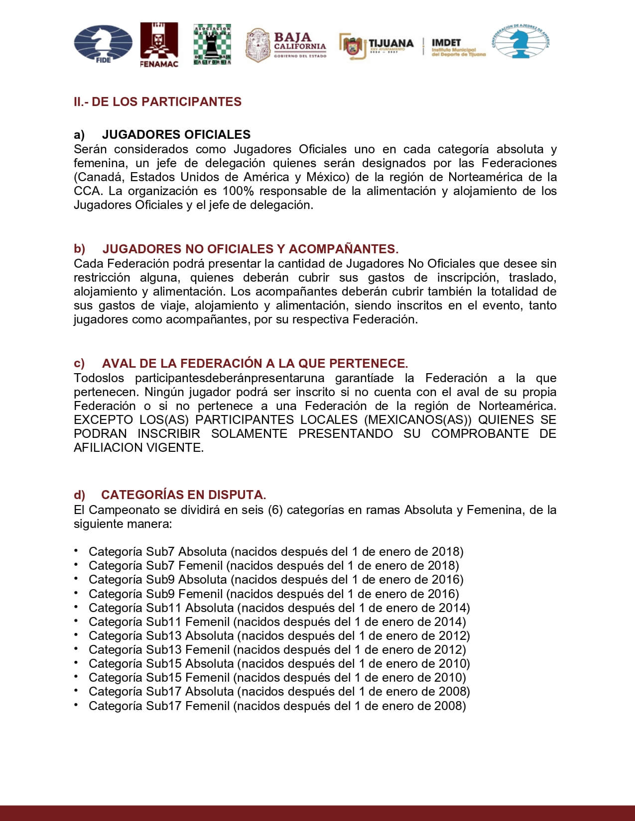 Convocatorio de Campeonato Norteamericano de Ajedrez Escolar “Tijuana-México 2025”