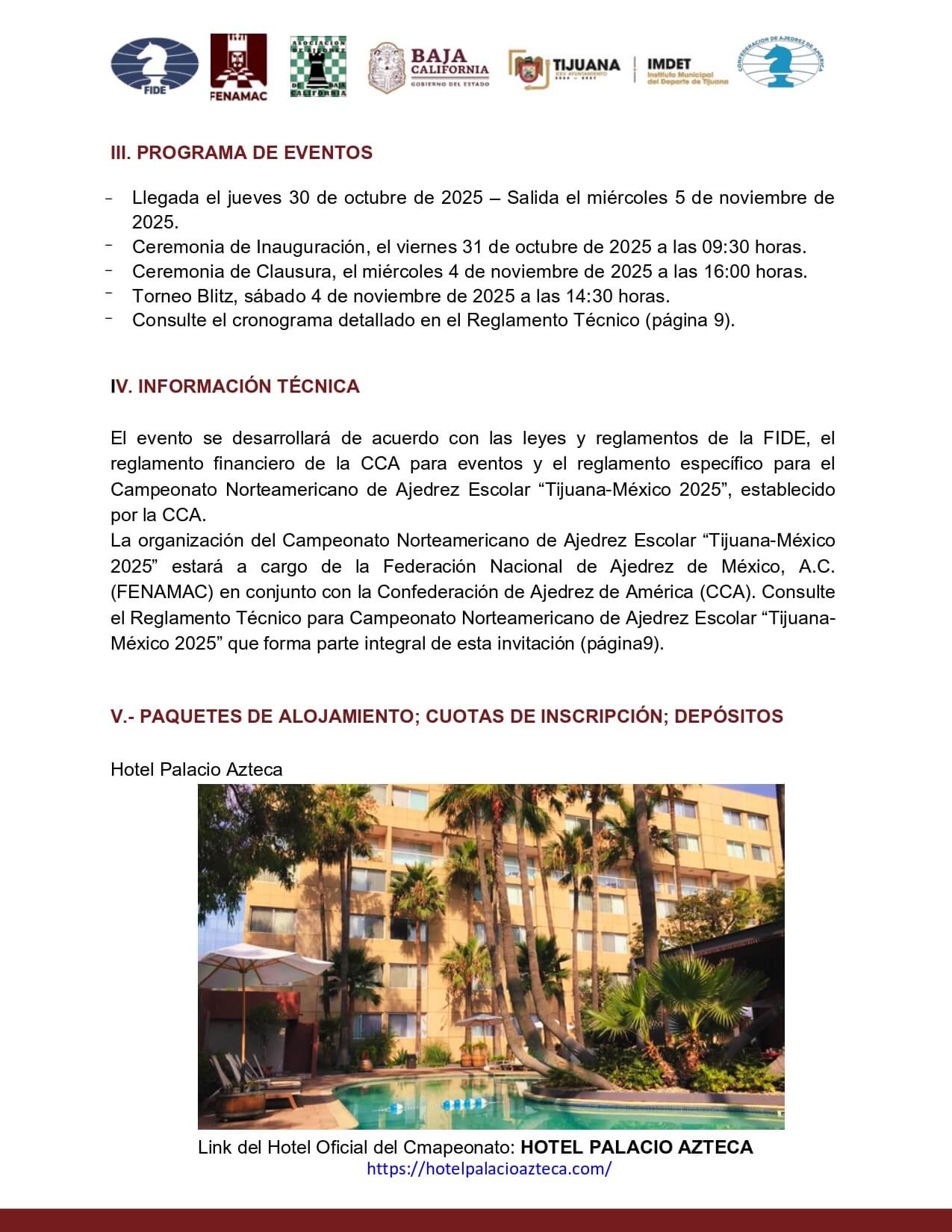 Convocatorio de Campeonato Norteamericano de Ajedrez Escolar “Tijuana-México 2025”