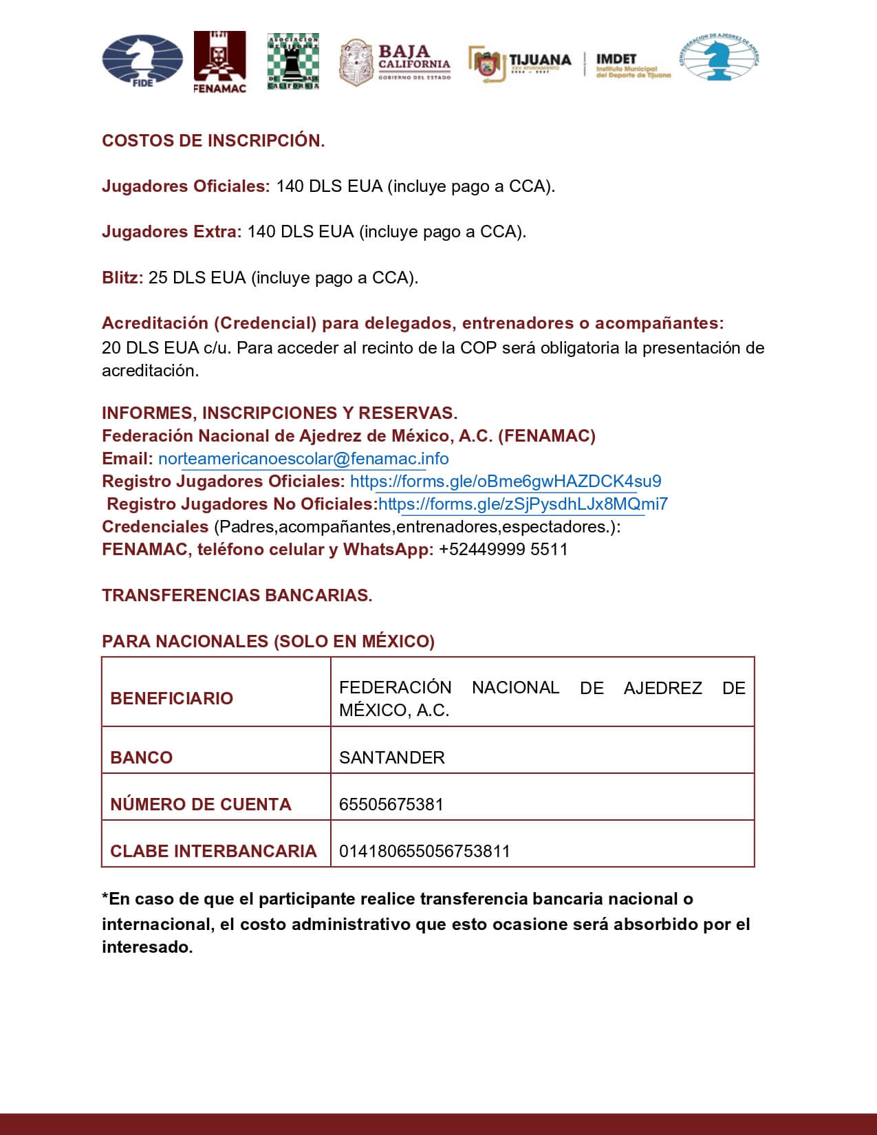 Convocatorio de Campeonato Norteamericano de Ajedrez Escolar “Tijuana-México 2025”