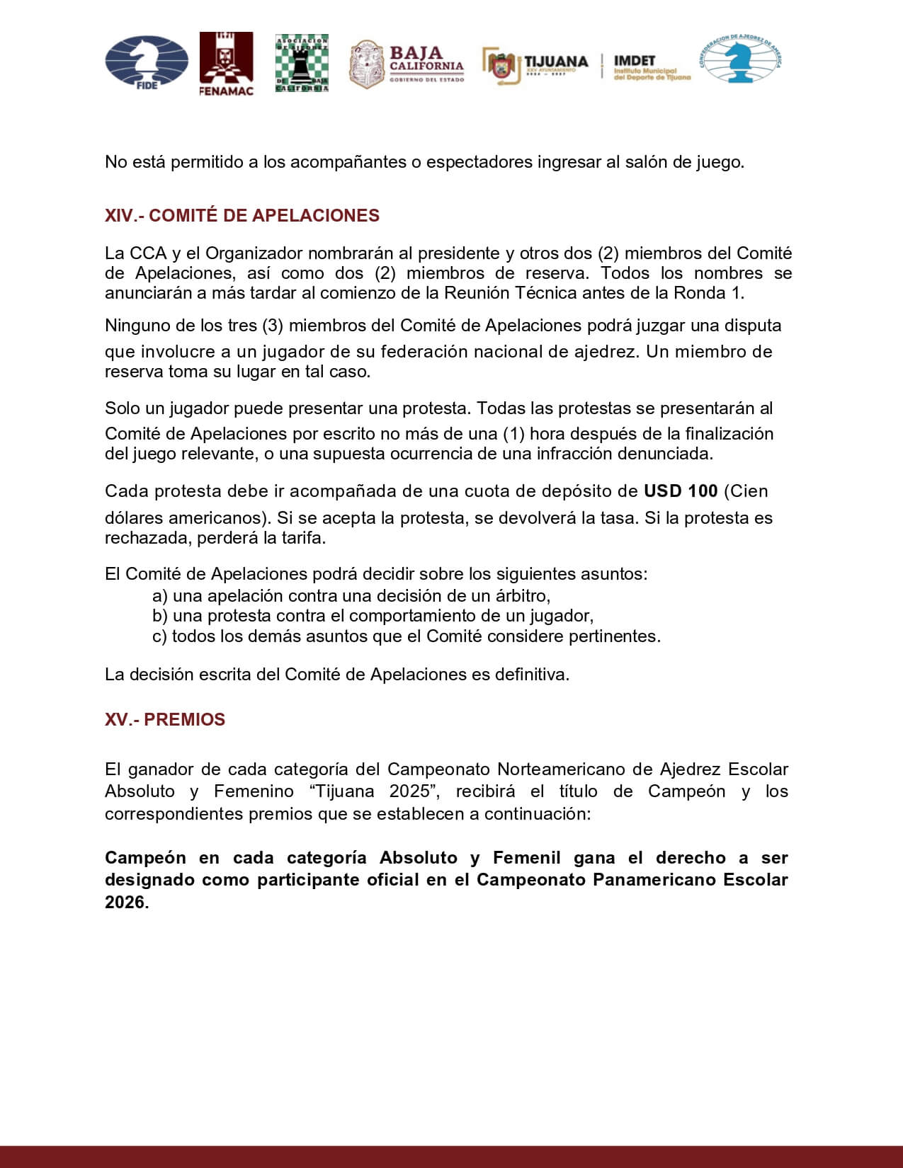 Convocatorio de Campeonato Norteamericano de Ajedrez Escolar “Tijuana-México 2025”