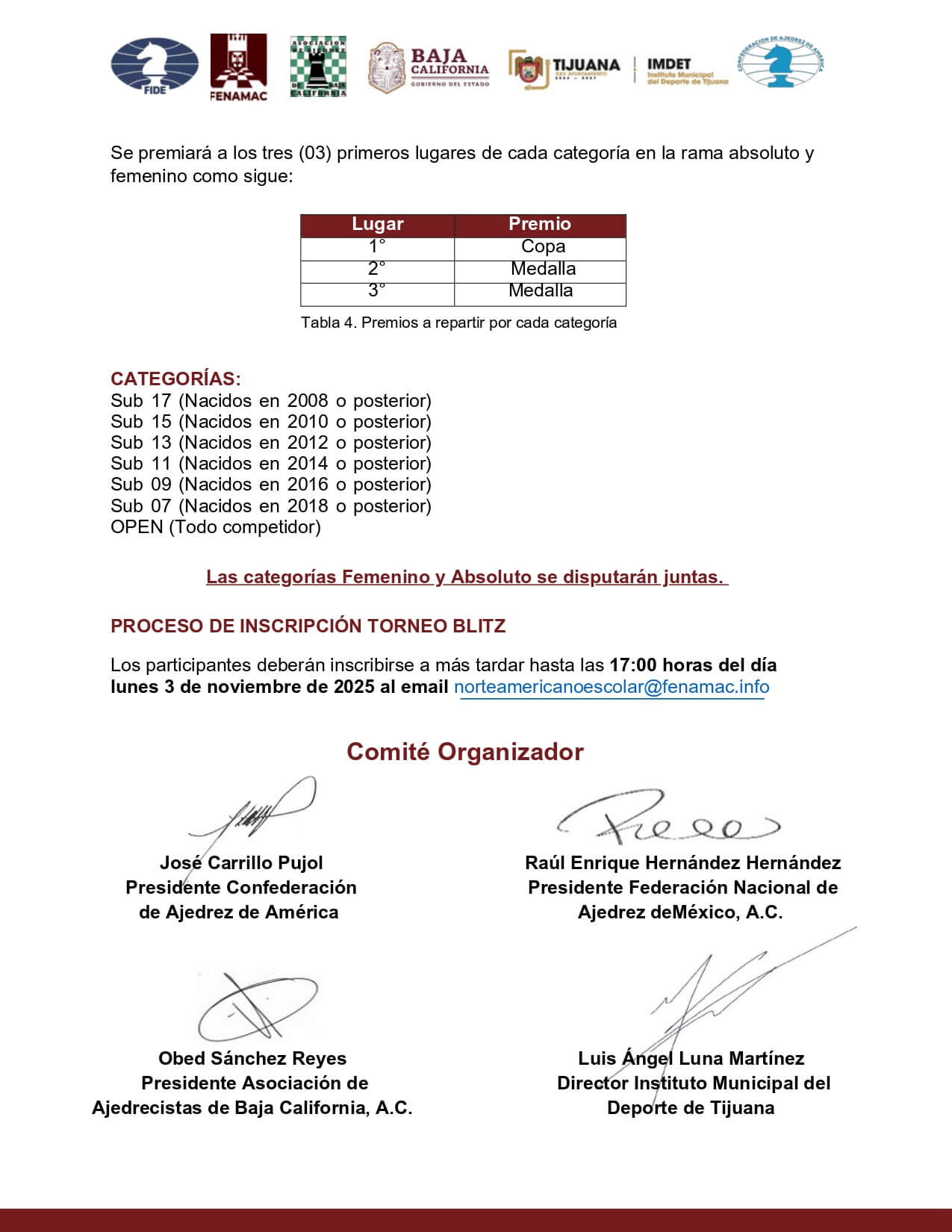 Convocatorio de Campeonato Norteamericano de Ajedrez Escolar “Tijuana-México 2025”