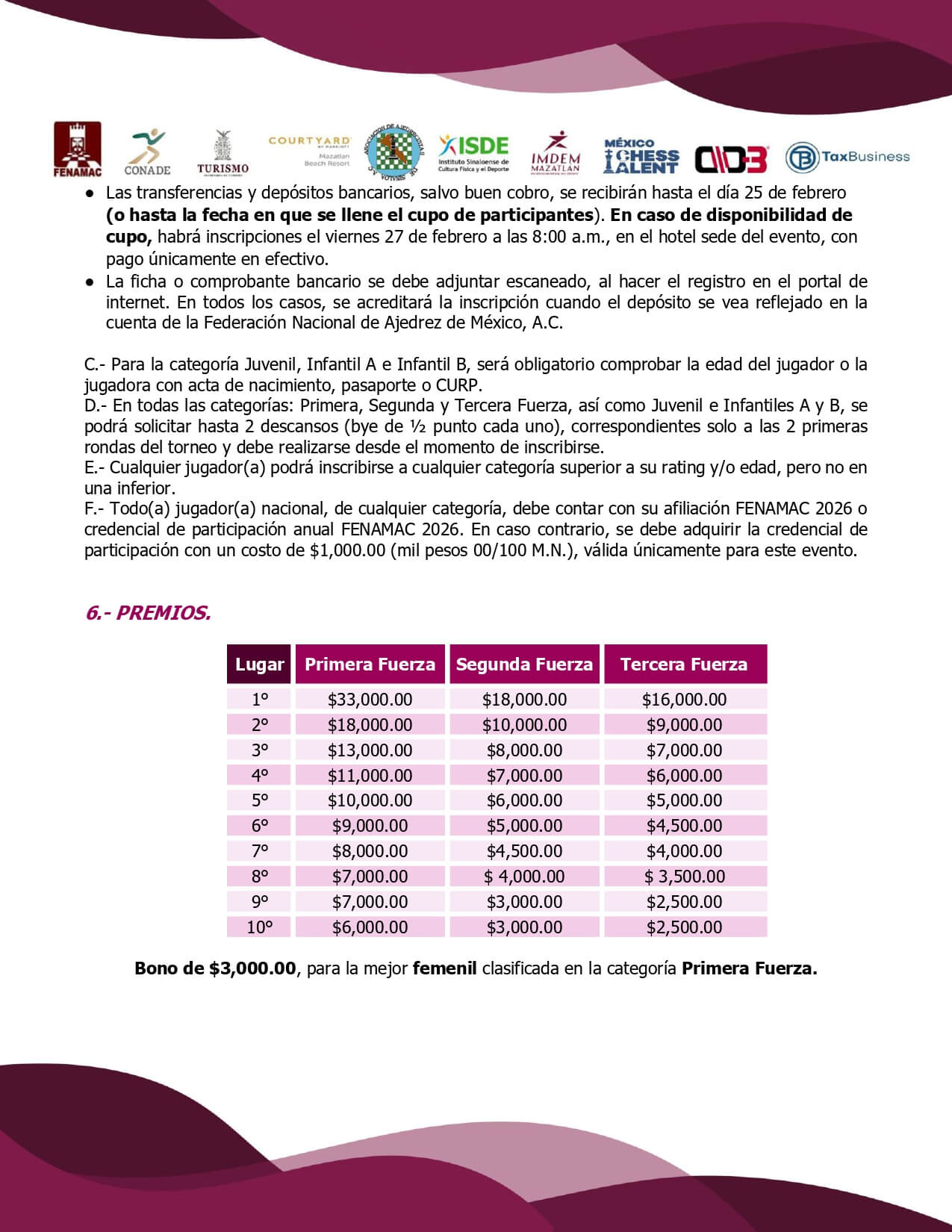 Convocatorio de  II Campeonato Nacional de Ajedrez Mazatlán 2026