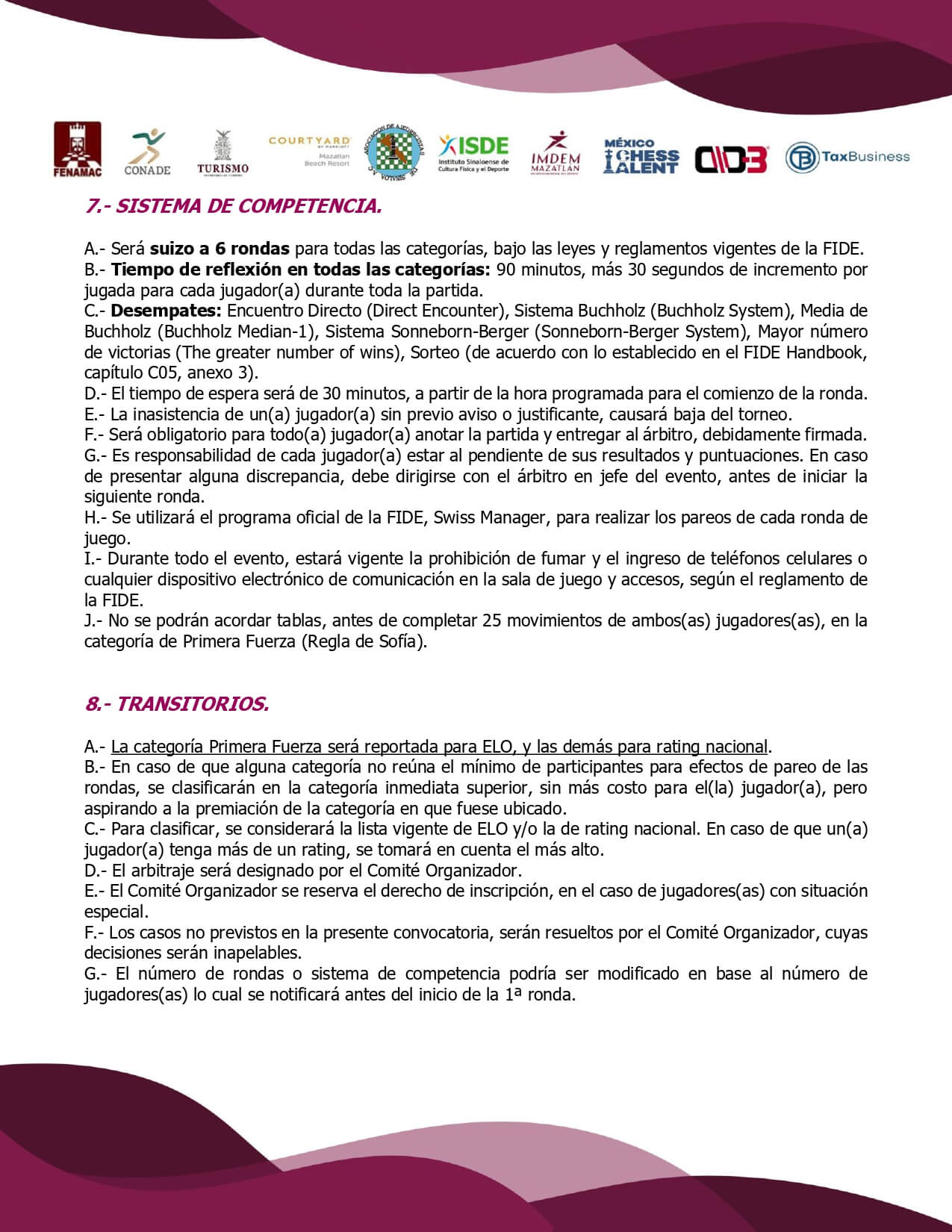 Convocatorio de  II Campeonato Nacional de Ajedrez Mazatlán 2026