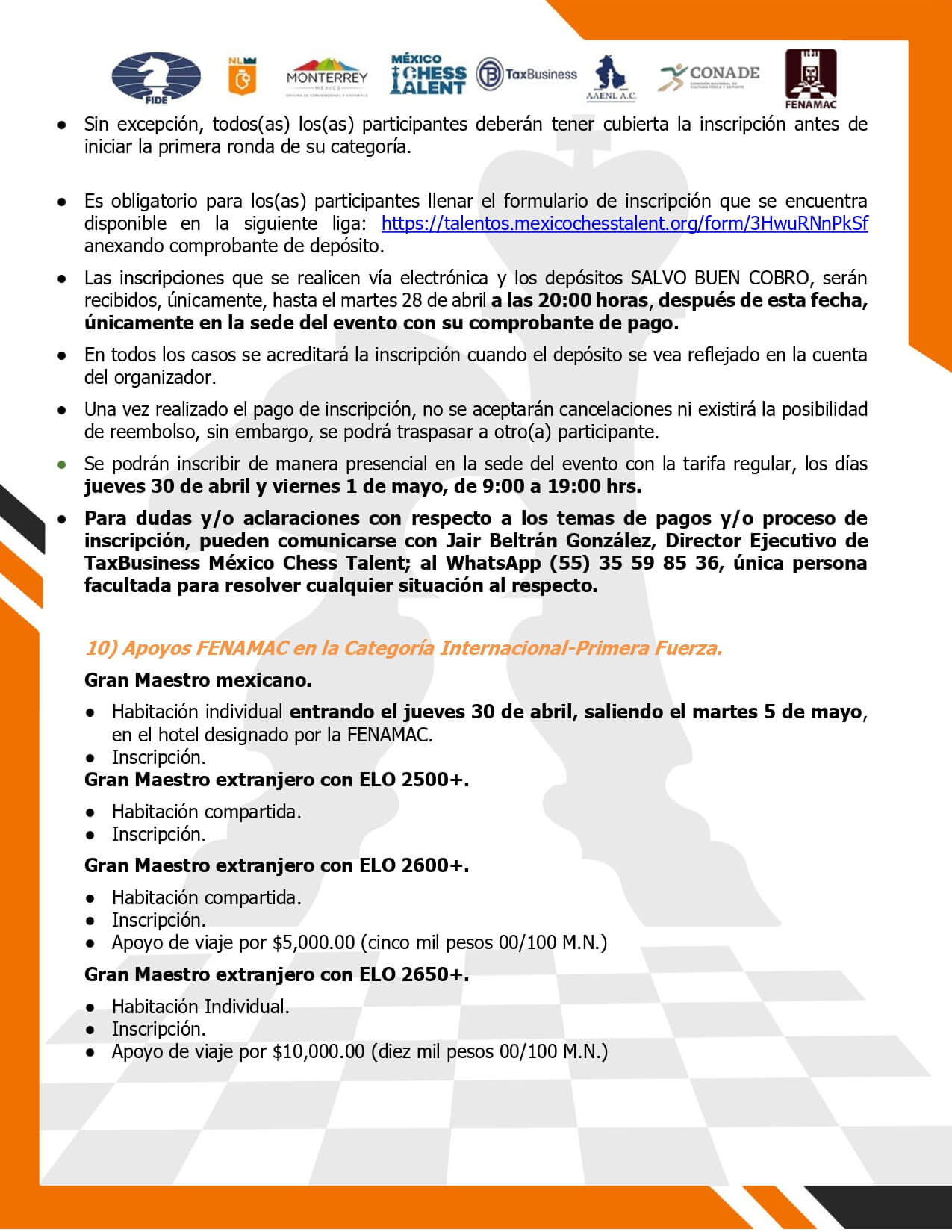 Convocatorio de II Campeonato Nacional e Internacional de Ajedrez Monterrey 2026