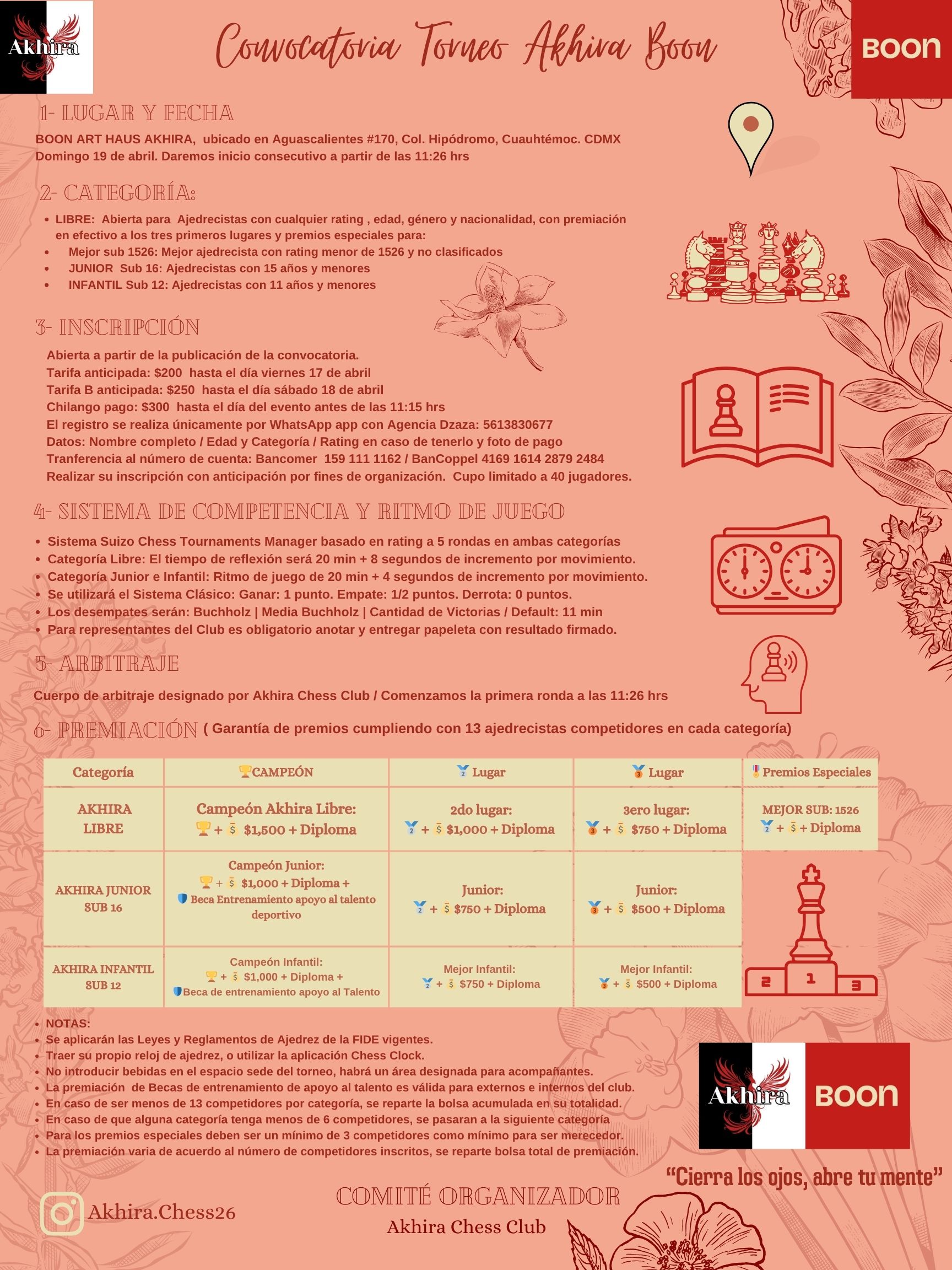Convocatorio de  Torneo Akhira Boon