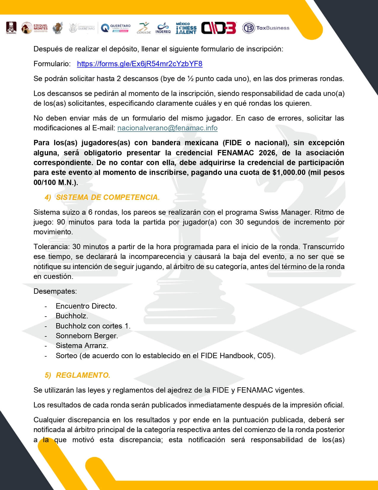 Convocatorio de  VIII Campeonato Nacional Abierto de Ajedrez de Verano “Ezequiel Montes 2026”