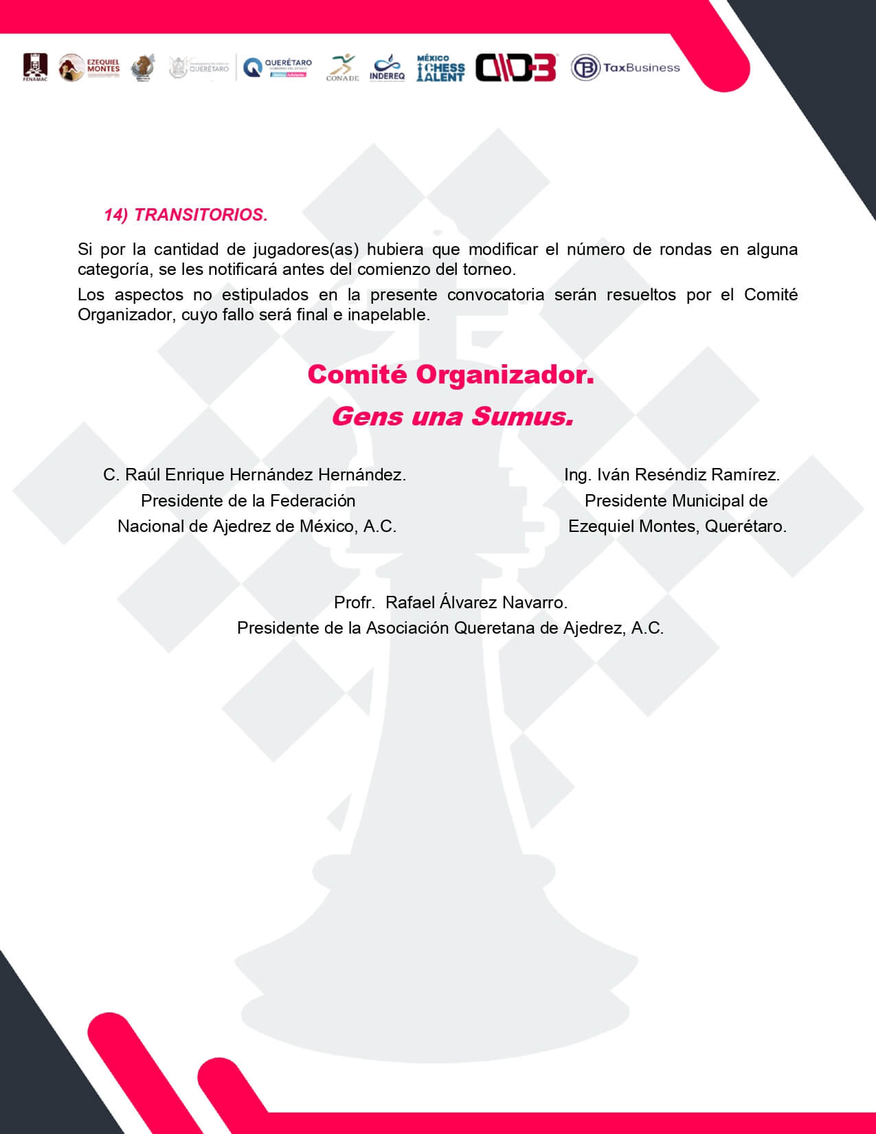 Convocatorio de  XVI Juegos Nacionales de Ajedrez Infantiles y Juveniles “Ezequiel Montes 2026”