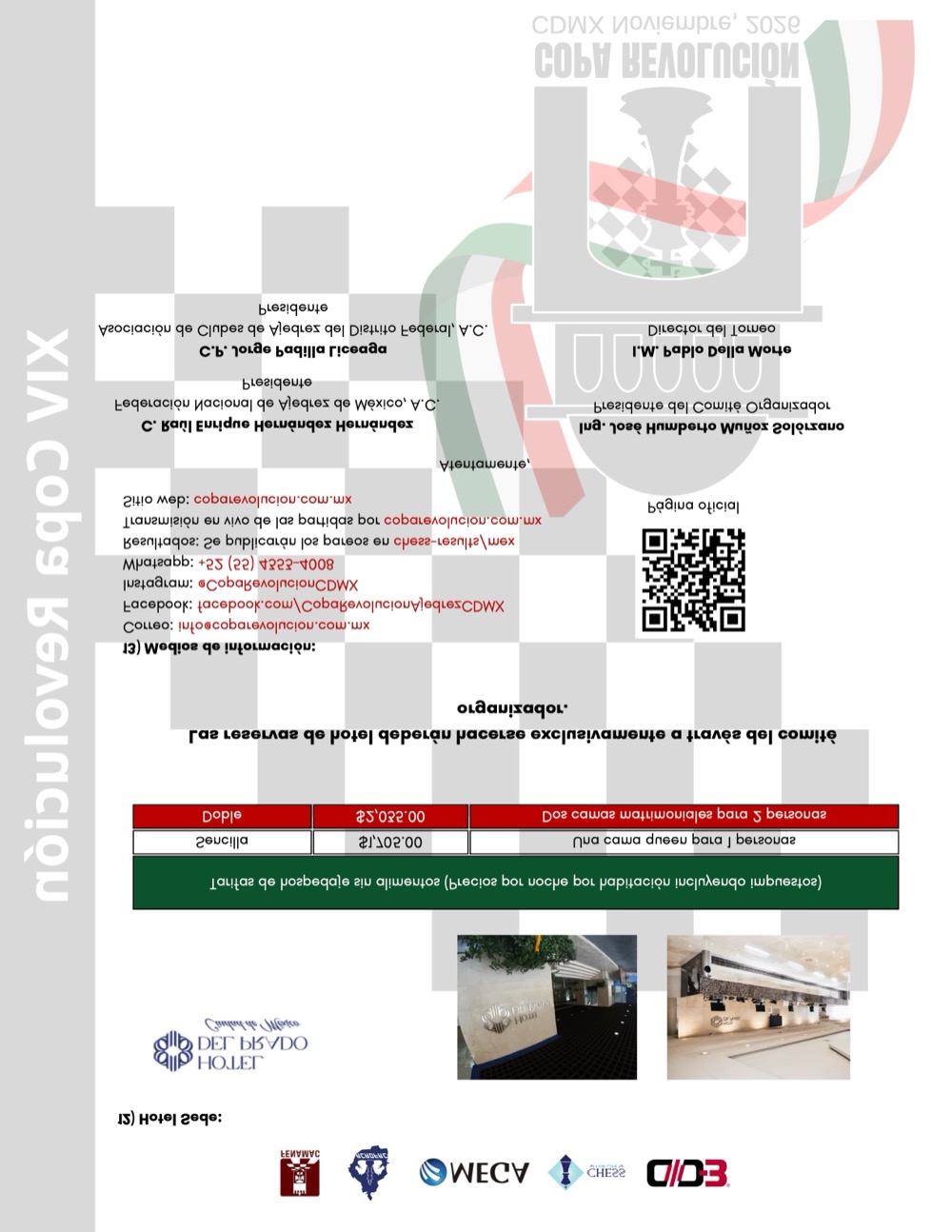 Convocatoria de XIV Torneo Internacional y Nacional de Ajedrez Copa Revolución 2026