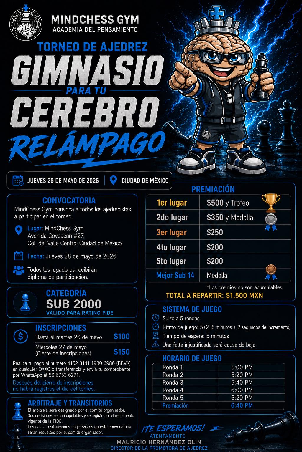 Convocatoria de Torneo de Ajedrez “Gimnasio para tu Cerebro” — Relámpago MindChess Gym