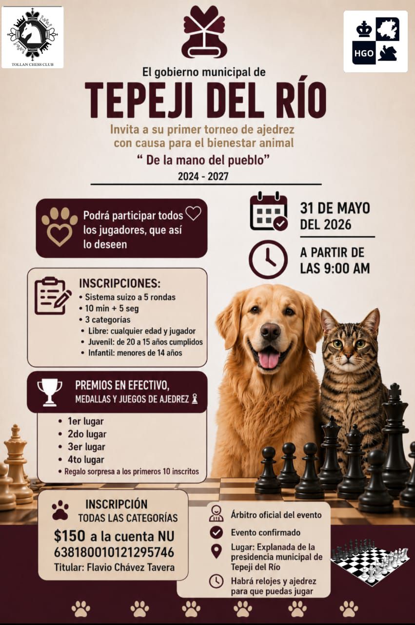 Convocatoria de Primer Torneo de Ajedrez “De la mano del pueblo” — Tepeji del Río