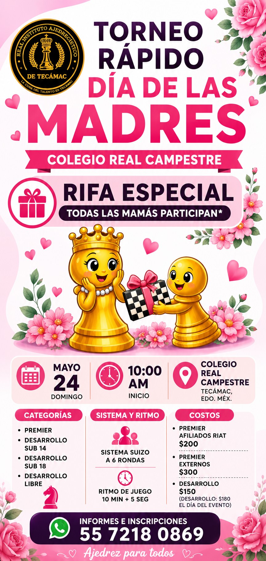 Cartel del torneo: Torneo Rápido Día de las Madres — RIAT Tecámac