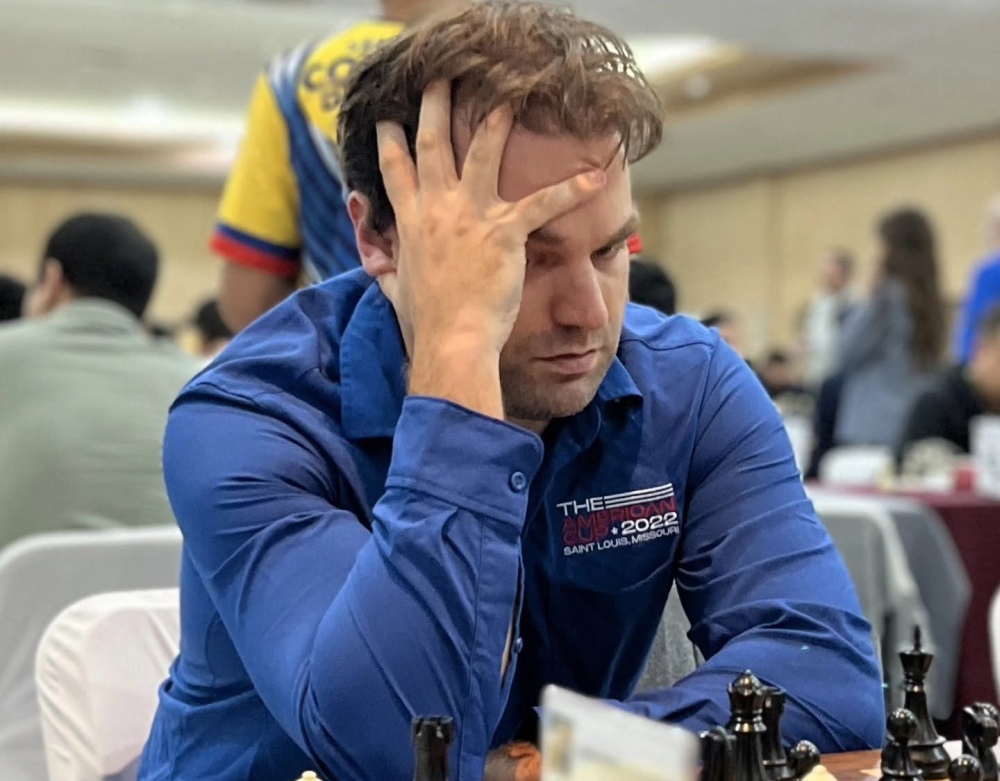 El GM Sam Shankland concentrado durante el Continental Absoluto de Oaxtepec 2026