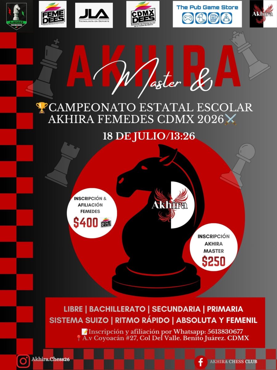 Cartel del torneo: Campeonato Estatal Escolar Akhira FEMEDES CDMX 2026 — Selectivo Gimnasiada Nacional