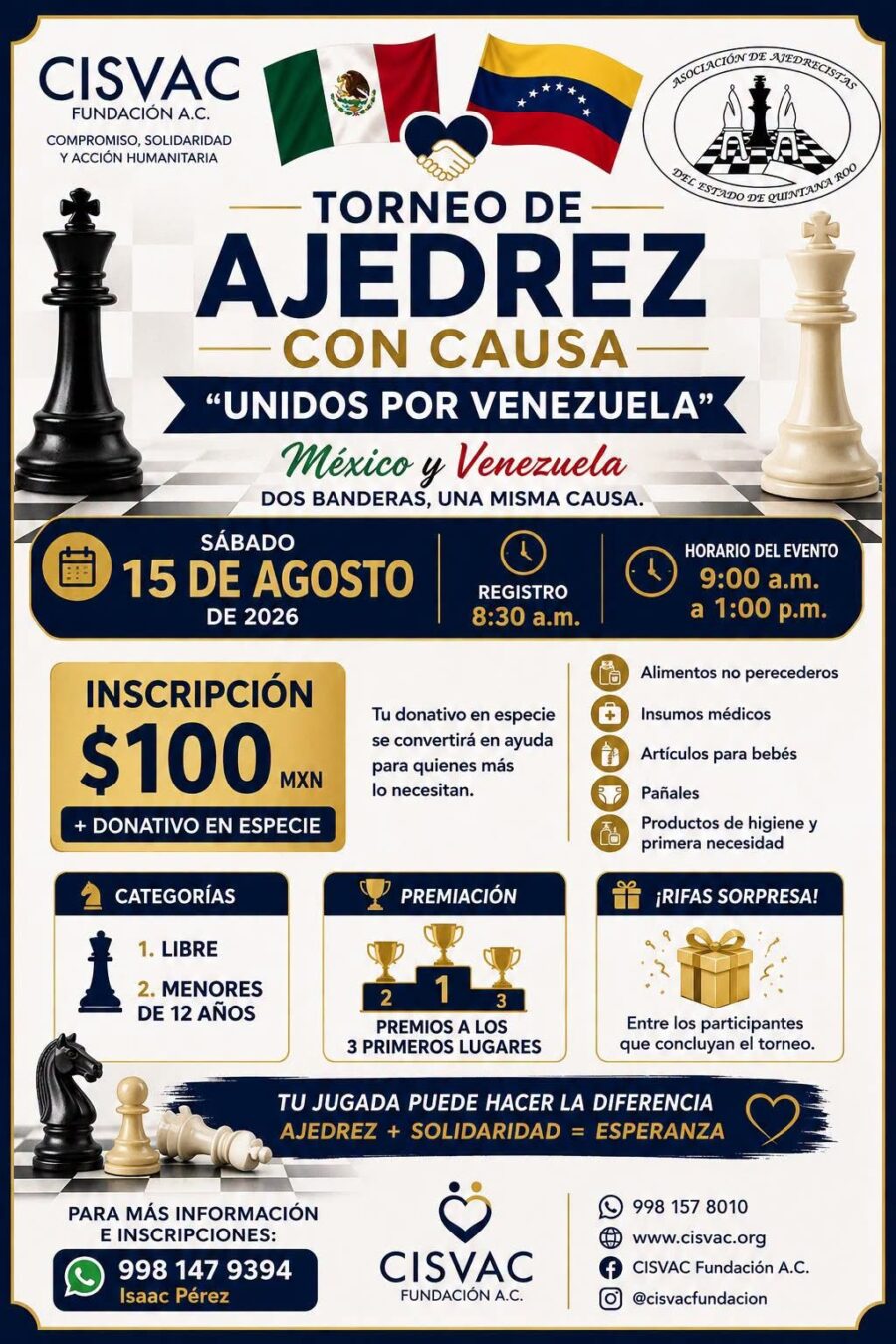 Cartel del torneo: Torneo de Ajedrez con Causa “Unidos por Venezuela”