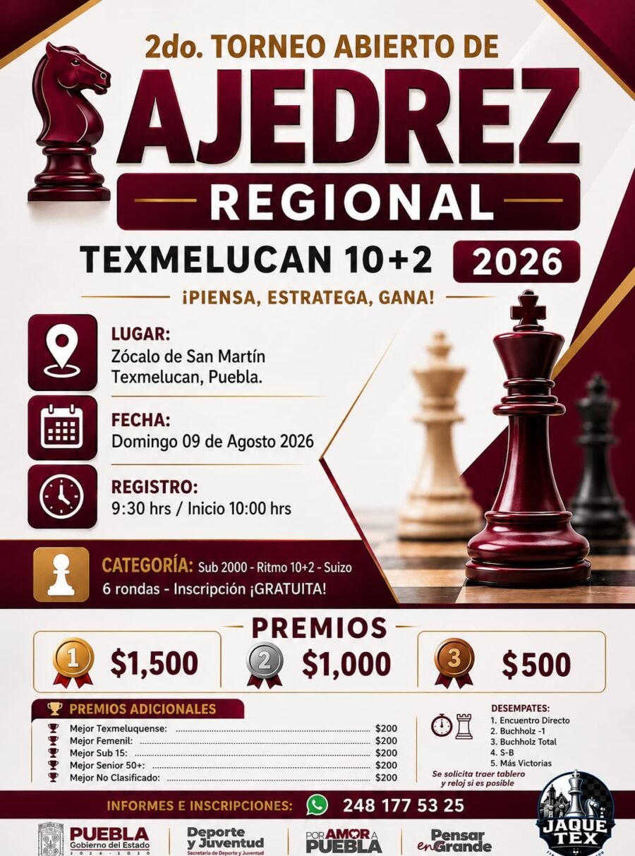 Cartel del torneo: Torneo gratuito de agosto en Texmelucan