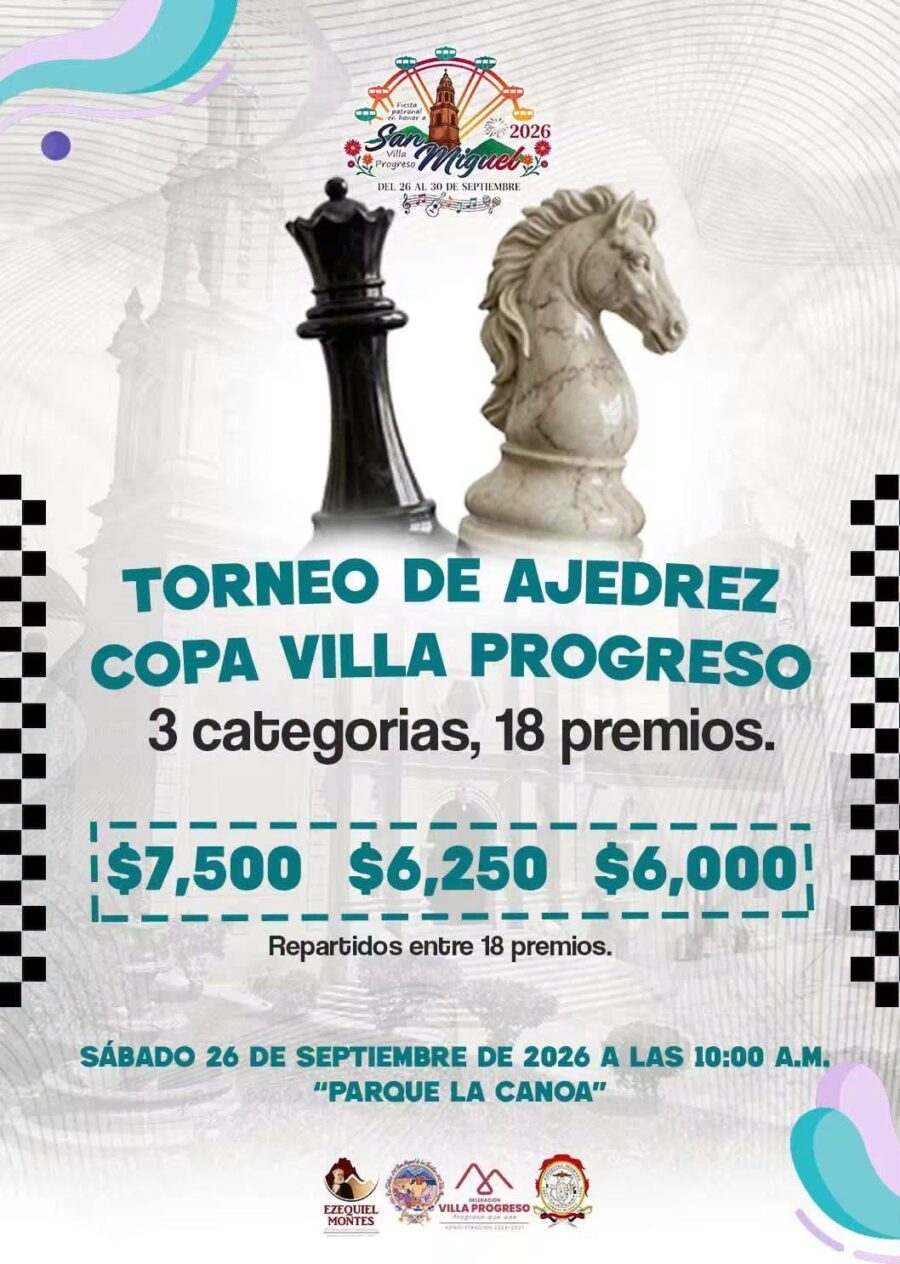 Cartel del torneo: Torneo de Ajedrez Copa Villa Progreso 2026