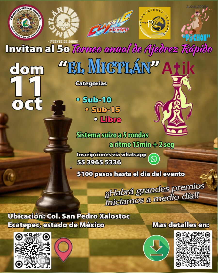 Cartel del torneo: Quinto Torneo anual de Ajedrez Rápido “el Mictlán”