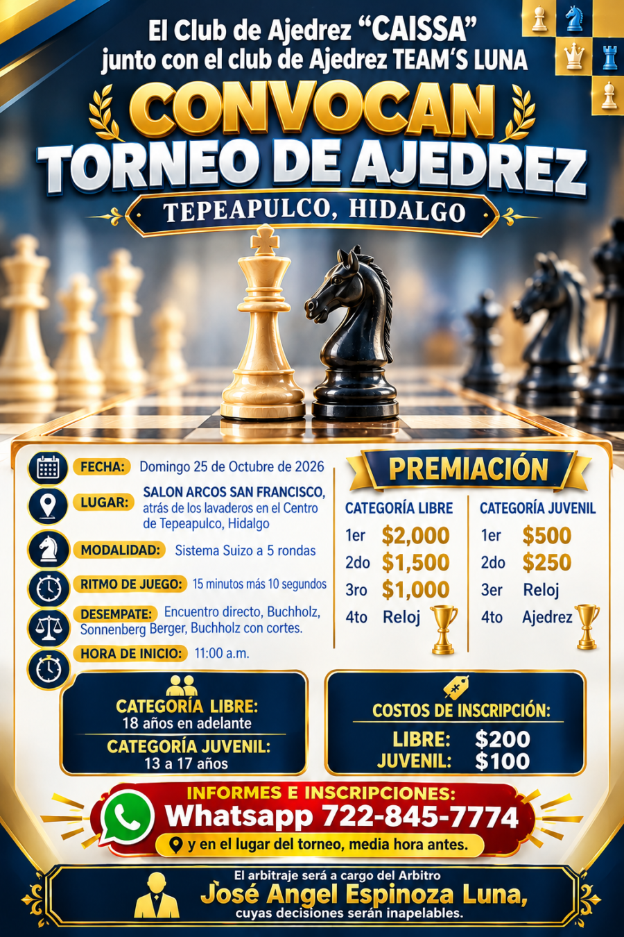 Cartel del torneo: TORNEO TEPEAPULCO HIDALGO