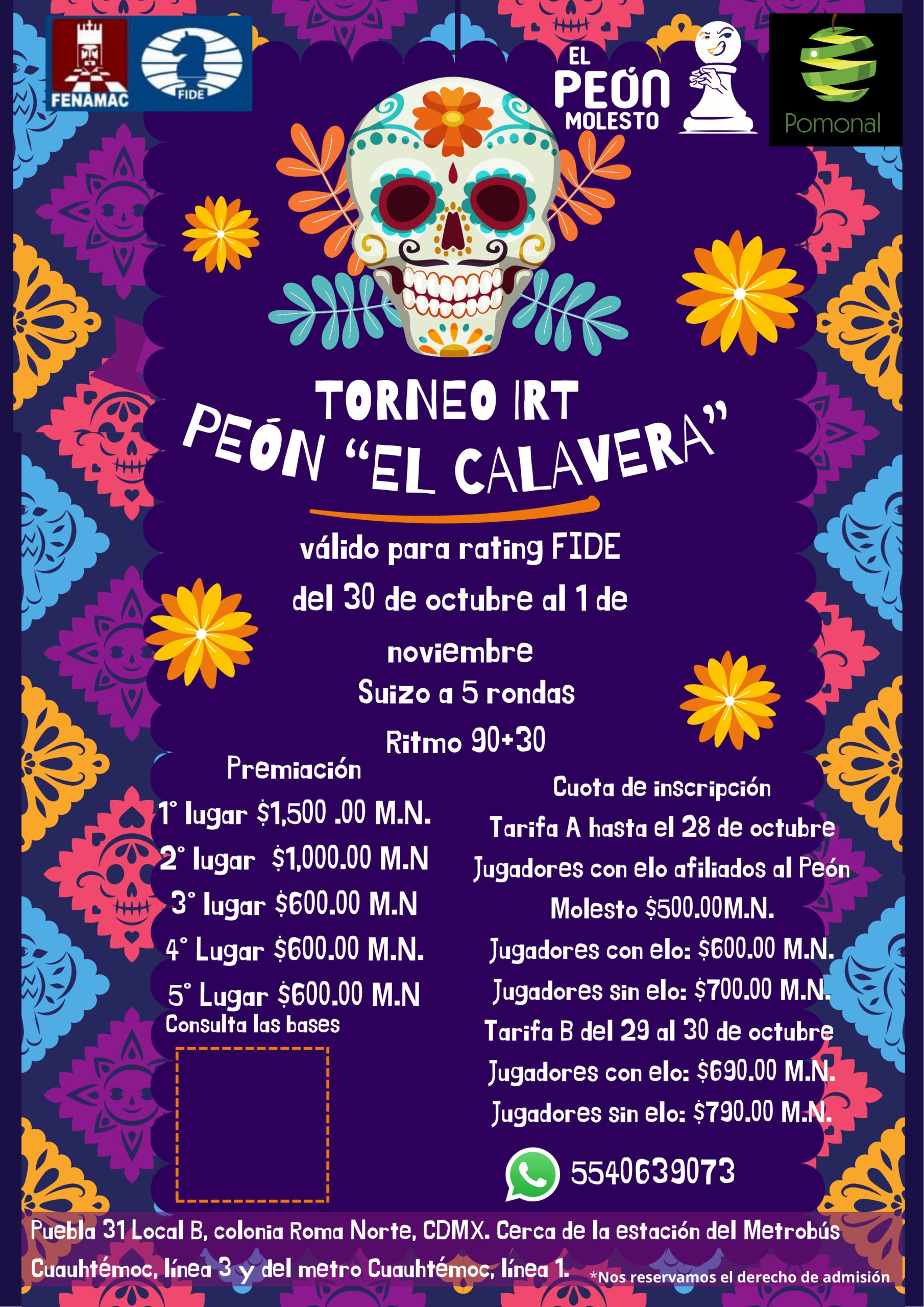 Cartel del torneo: Torneo IRT Peón El Calavera 2026