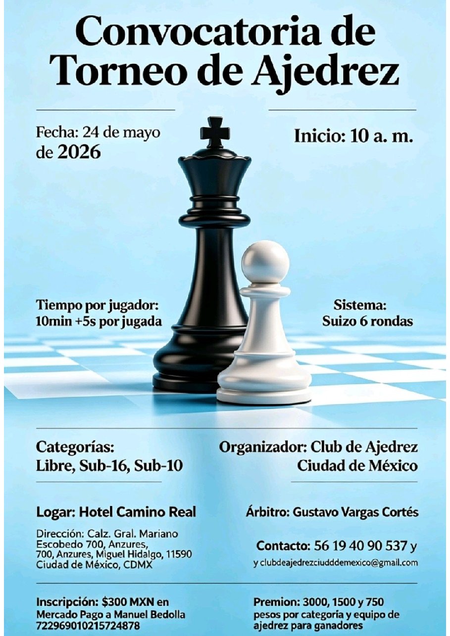 Convocatoria de Torneo de ajedrez CDMX