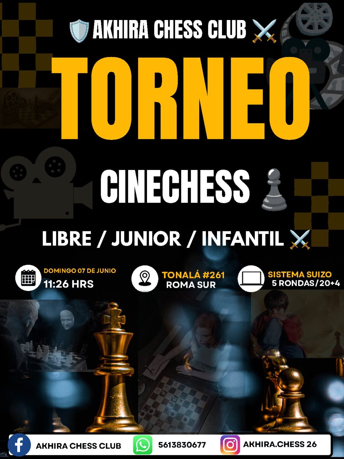 Convocatoria de Torneo Akhira CineChess La Roma — Junio 2026