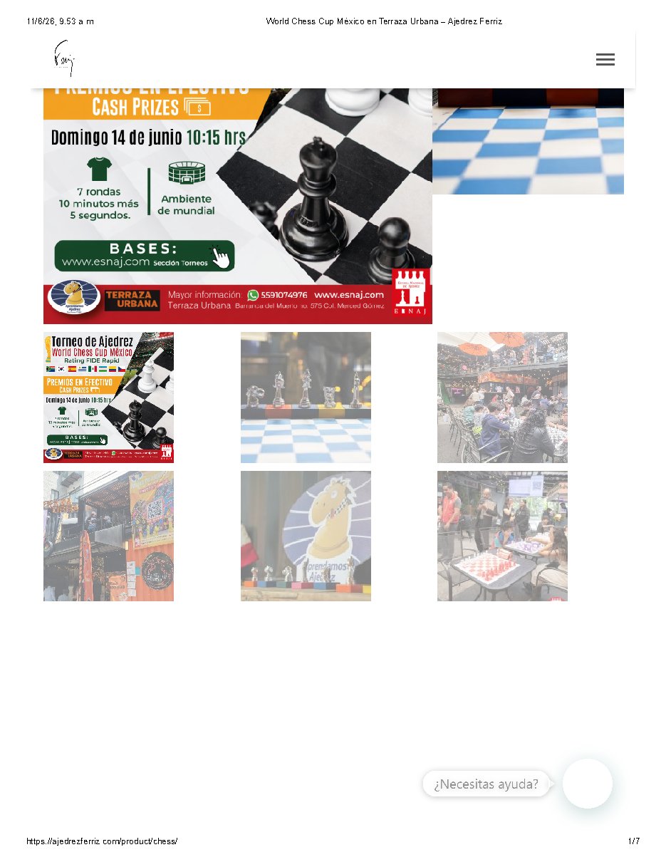 Convocatoria de World Chess Cup ESNAJ Terraza Urban