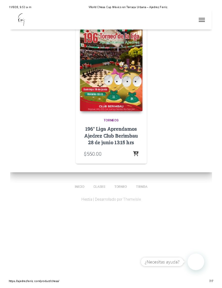 Convocatoria de World Chess Cup ESNAJ Terraza Urban