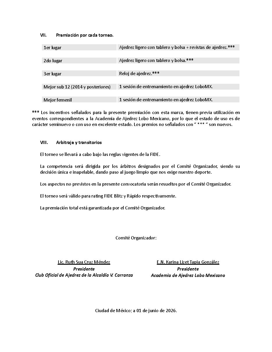 Convocatoria de Verano ajedrecista 2026 Blitz