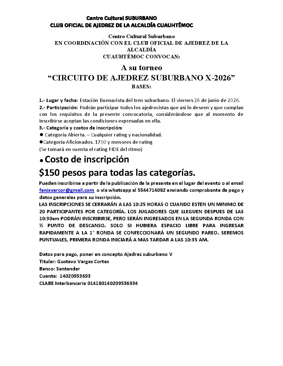 Convocatoria de Circuito Suburbano X