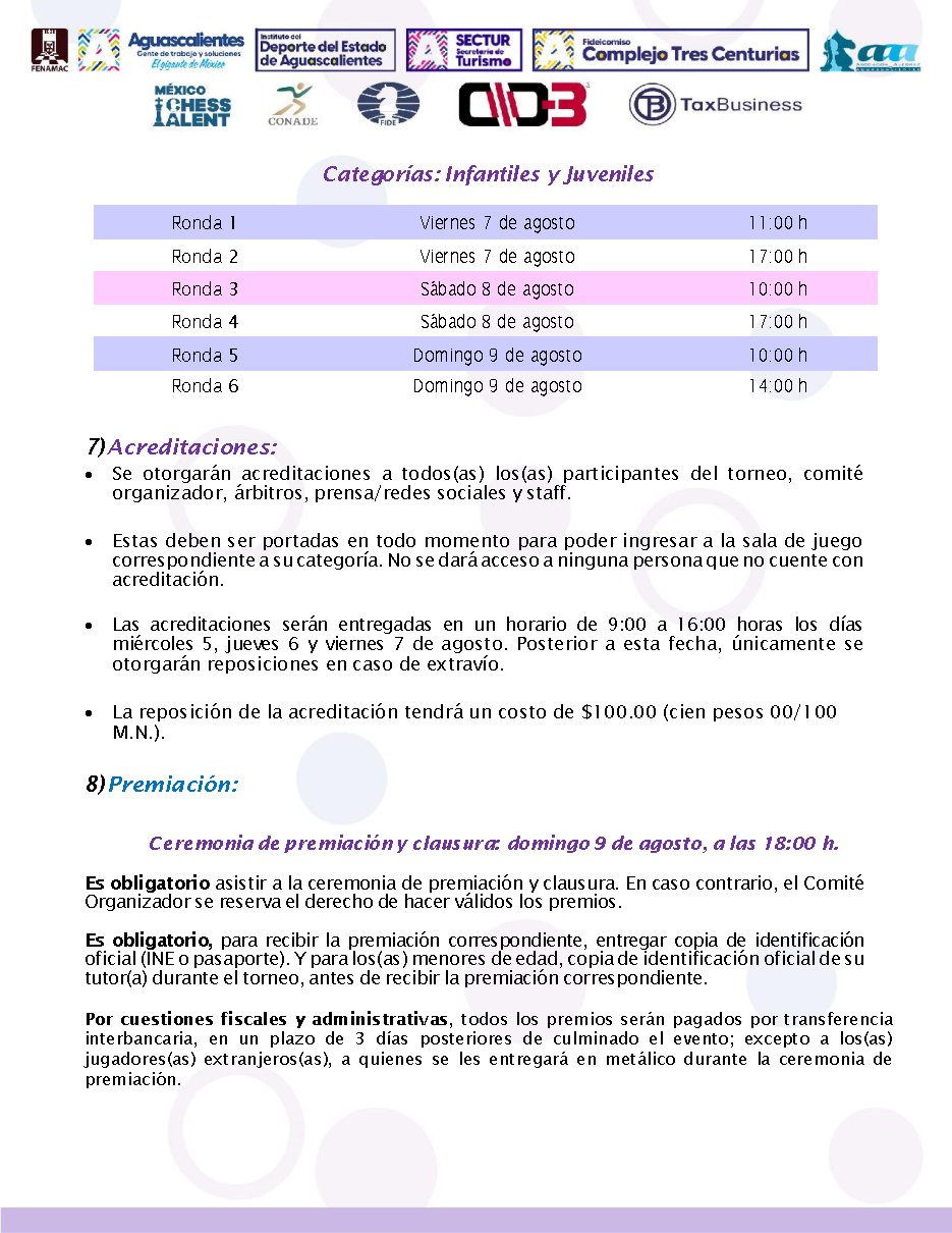 Convocatoria de IV Campeonato Nacional e Internacional de Ajedrez “Aguascalientes 2026”
