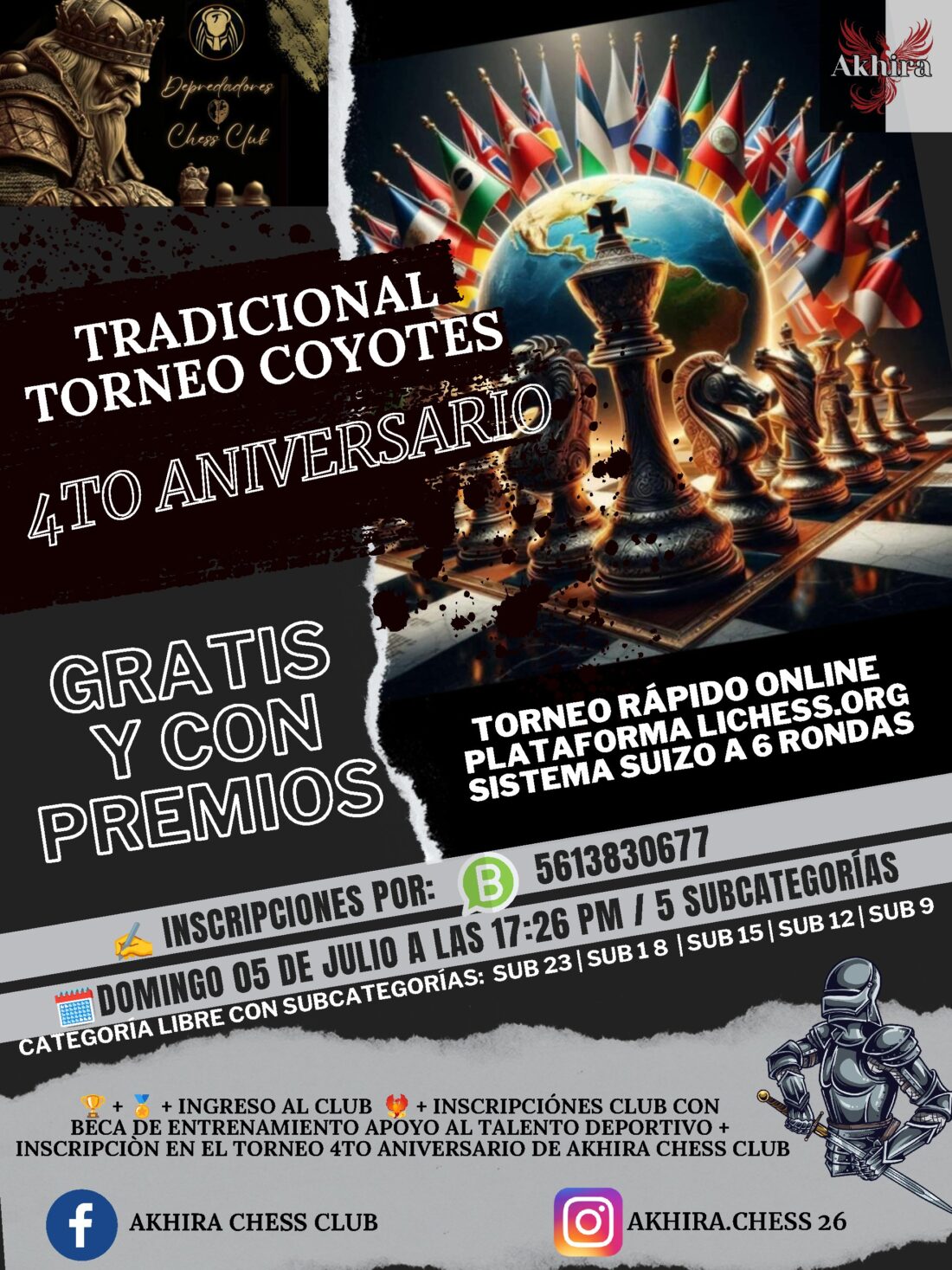 Convocatoria de Tradicional Torneo Coyotes Online — 4to Aniversario Akhira Chess Club