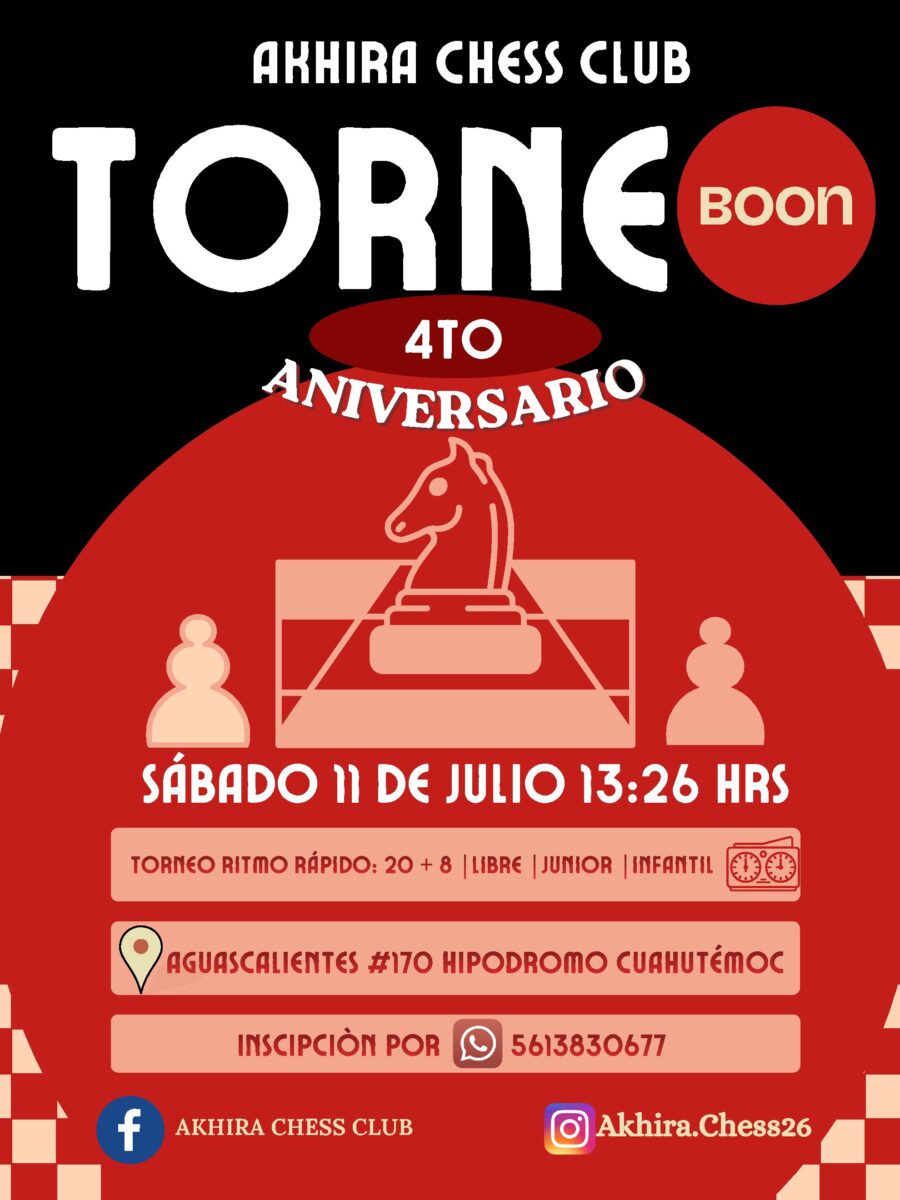 Cartel del torneo: Torneo 4to Aniversario Akhira Chess Club — BOON Art Haus