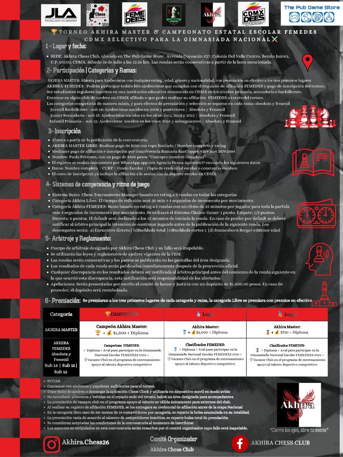 Convocatoria de Torneo Akhira Master — Julio 2026