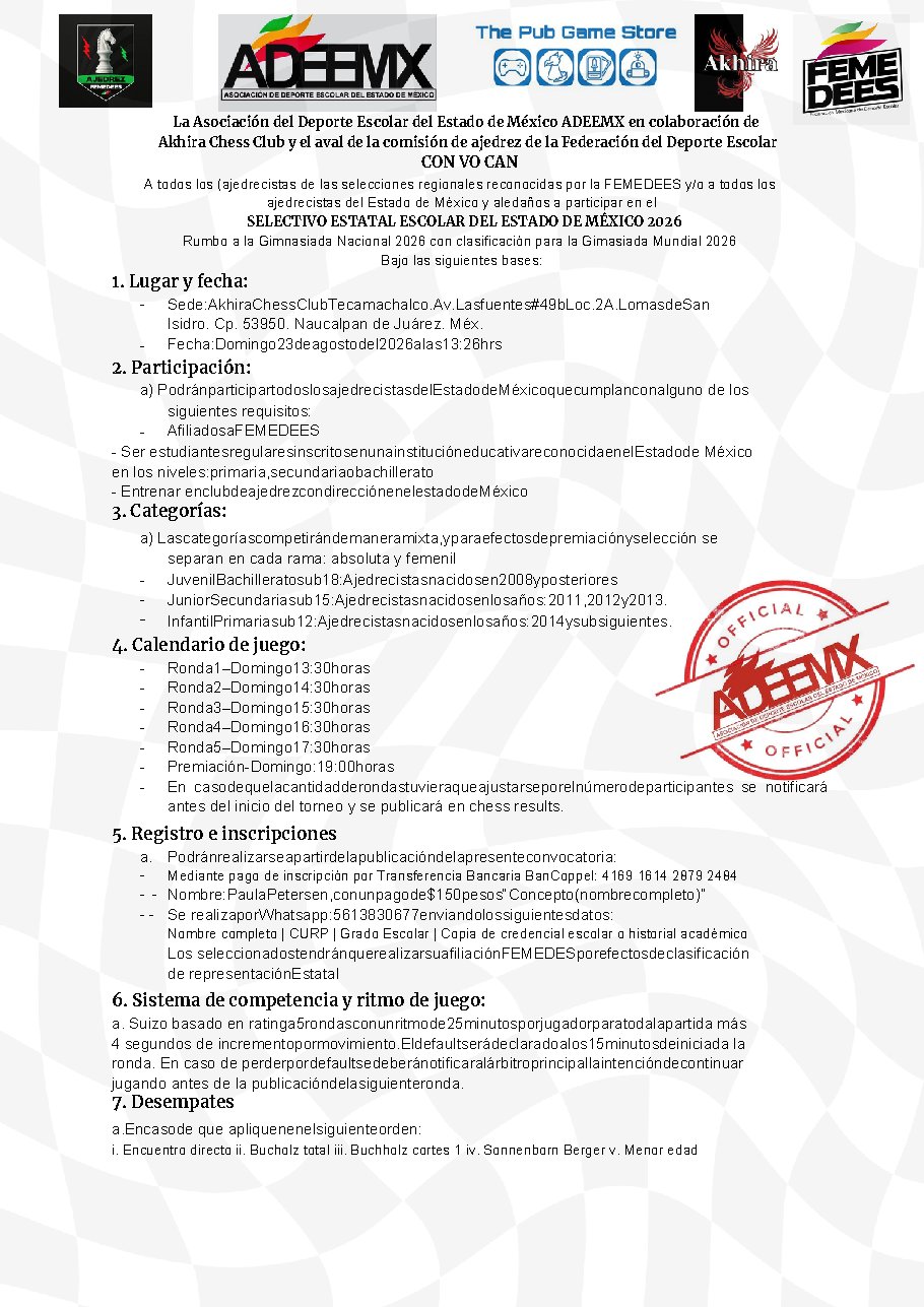 Convocatoria de Selectivo Estatal Escolar del Estado de México 2026 — Rumbo a la Gimnasiada Nacional