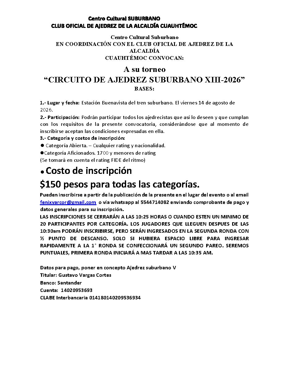 Convocatoria de Circuito Suburbano XIII