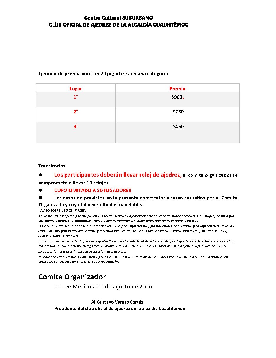 Convocatoria de Circuito Suburbano XIII