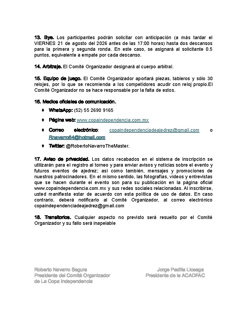 Convocatoria de PRE COPA INDEPENDENCIA 2026