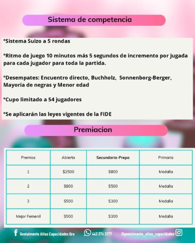 Convocatoria de Torneo genial de ajedrez