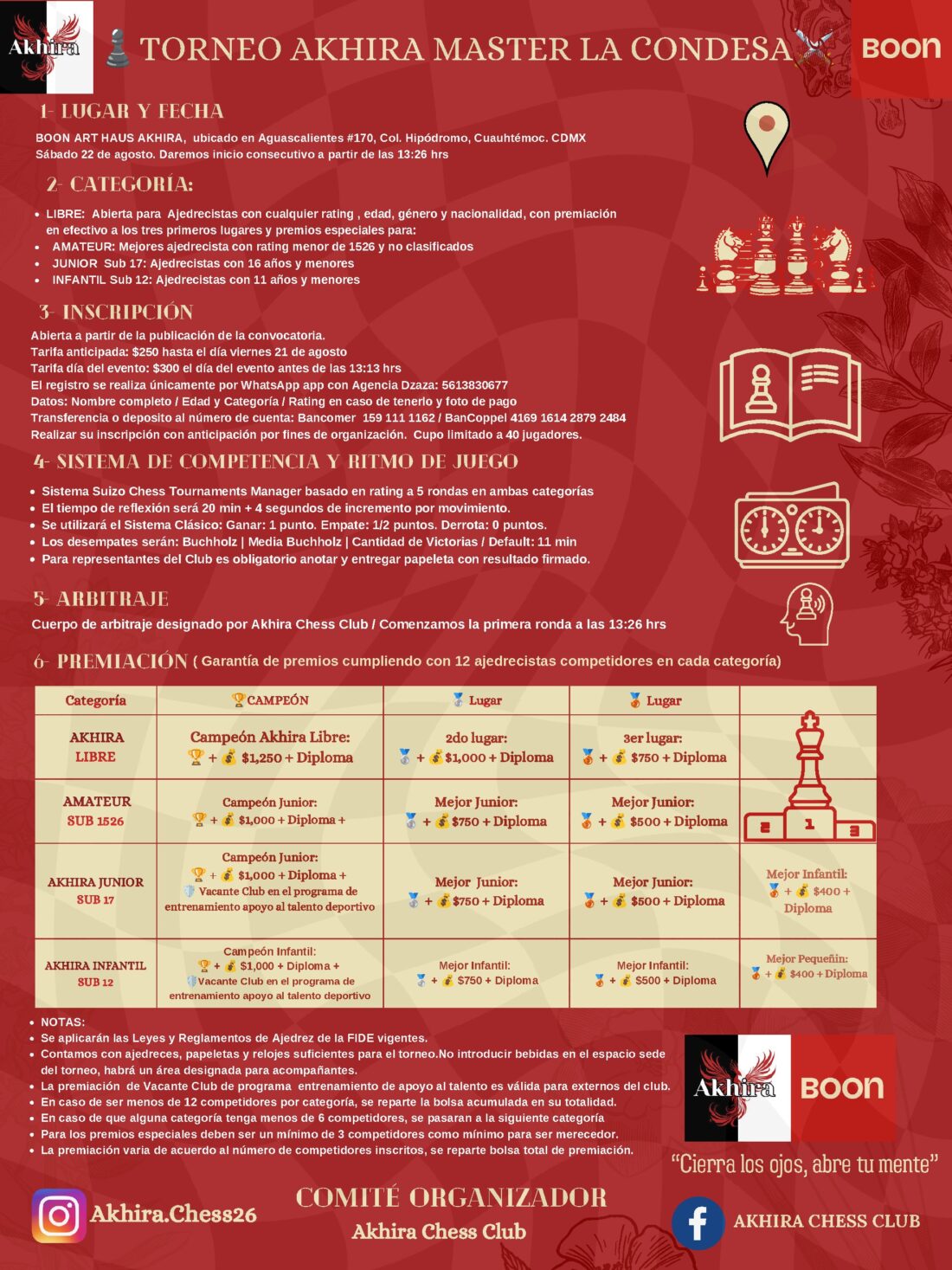 Convocatoria de Torneo Akhira Master La Condesa – BOON Art Haus