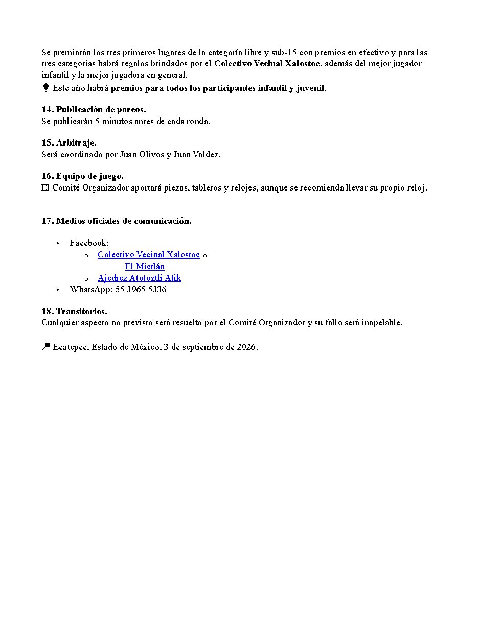 Convocatoria de Quinto Torneo anual de Ajedrez Rápido “el Mictlán”
