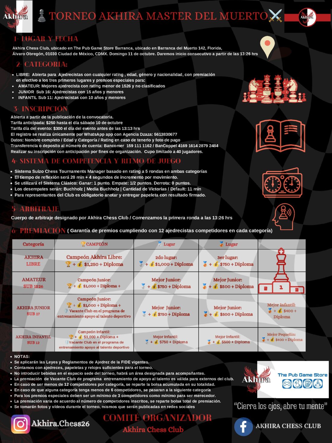 Convocatoria de TORNEO AKHIRA MASTER DE LA MUERTE